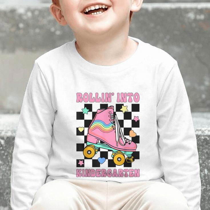Rolling Into Kindergarten Roller Skating Girl Back To School Graphic Toddler Long Sleeve Tee
