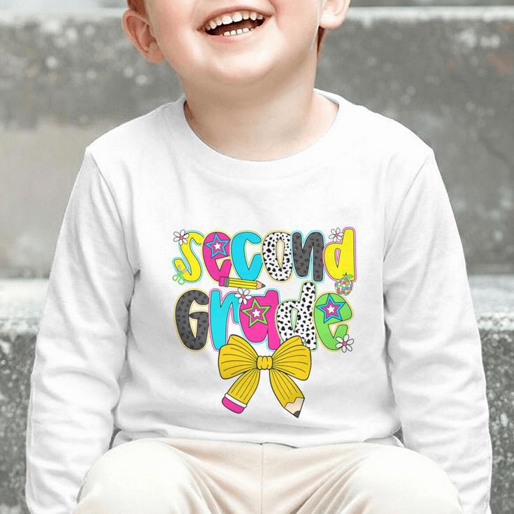 Second Grade Coquette Bow First Day Of School Back To School Performance Graphic Toddler Long Sleeve Tee Second Grade Coquette Bow First Day Of School Back To School Performance Graphic Toddler Long Sleeve Tee
