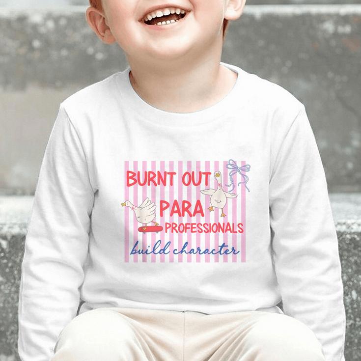 Striped Burnt Out Para Paraprofessional Back To School Graphic Toddler Long Sleeve Tee Striped Burnt Out Para Paraprofessional Back To School Graphic Toddler Long Sleeve Tee