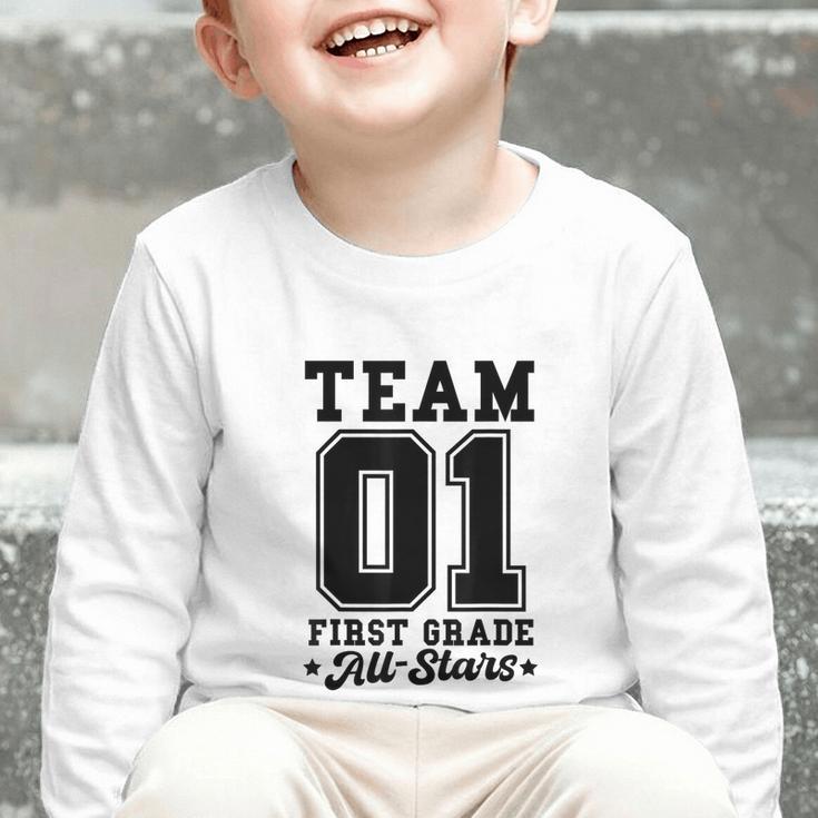 Team 1st Grade All-Stars Back To School Sports Jersey Graphic Toddler Long Sleeve Tee Team 1st Grade All-Stars Back To School Sports Jersey Graphic Toddler Long Sleeve Tee