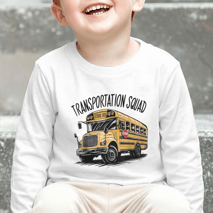 Transportation Squad Bus Drivers Back To School Graphic Toddler Long Sleeve Tee Transportation Squad Bus Drivers Back To School Graphic Toddler Long Sleeve Tee