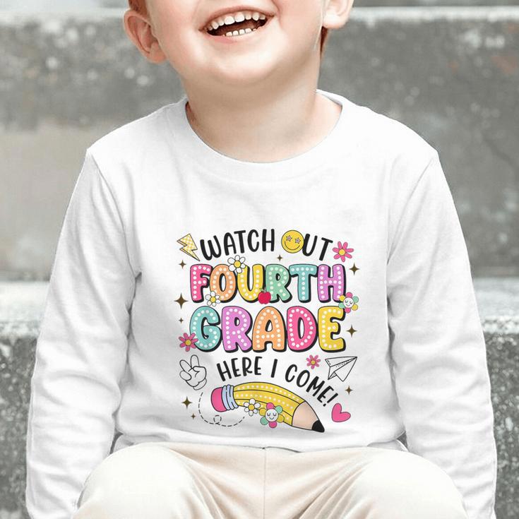 Watch Out Fourth Grade Here I Come Shirt Kids Back To School Graphic Toddler Long Sleeve Tee Watch Out Fourth Grade Here I Come Shirt Kids Back To School Graphic Toddler Long Sleeve Tee