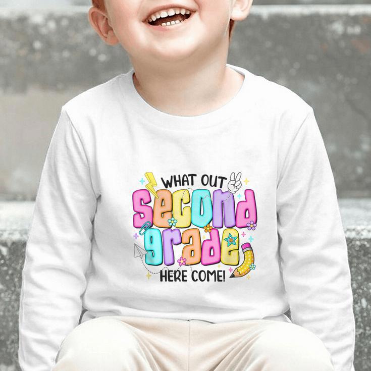 Watch Out Second Grade Here I Come 2nd Grade Back To School Graphic Toddler Long Sleeve Tee Watch Out Second Grade Here I Come 2nd Grade Back To School Graphic Toddler Long Sleeve Tee