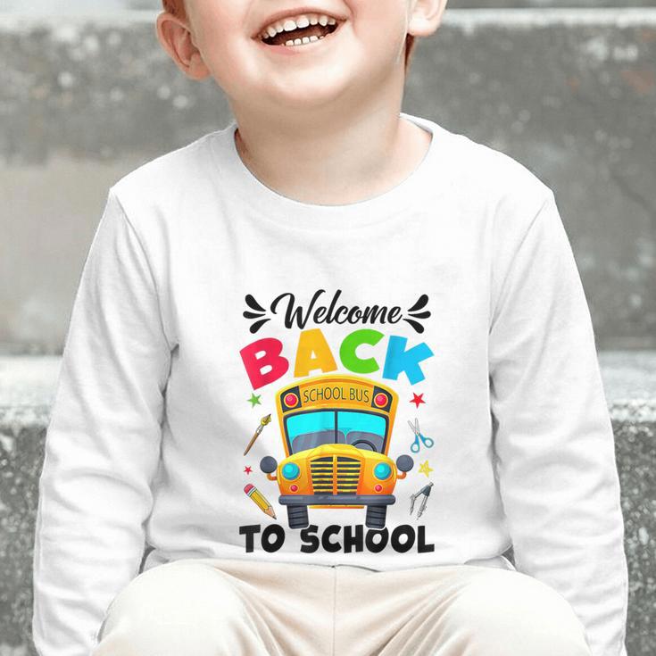 Welcome Back To School Outfit School Bus Driver Graphic Toddler Long Sleeve Tee Welcome Back To School Outfit School Bus Driver Graphic Toddler Long Sleeve Tee