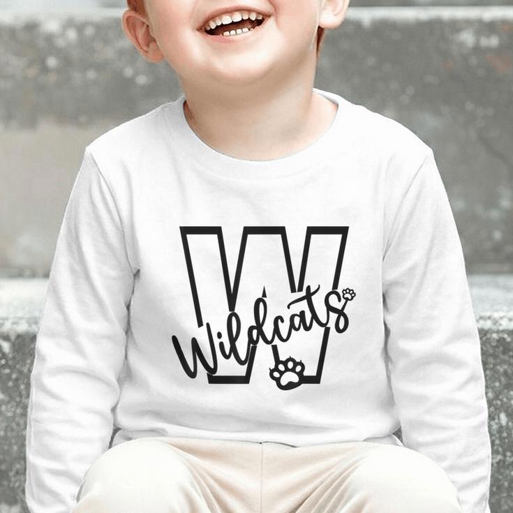 Wildcats School Sports Fan Team Spirit Mascot Back To School Graphic Toddler Long Sleeve Tee