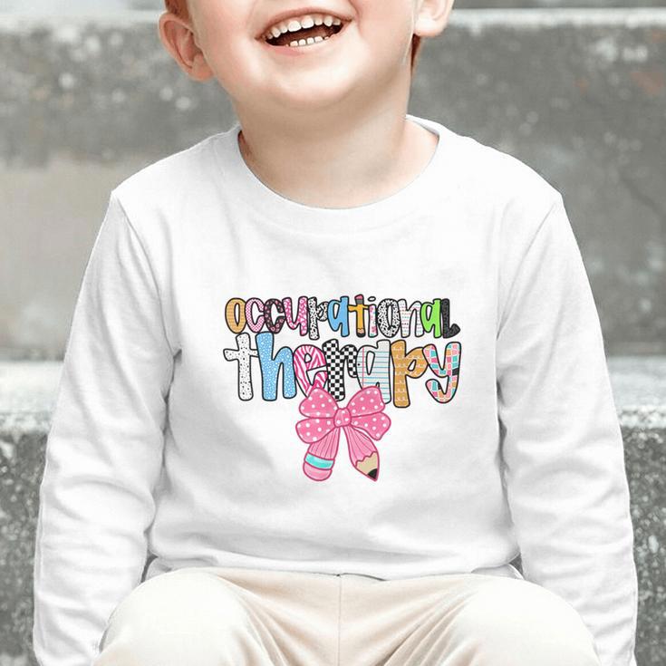 Women Occupational Therapy OT Pencil Bow Back To School COTA Graphic Toddler Long Sleeve Tee Women Occupational Therapy OT Pencil Bow Back To School COTA Graphic Toddler Long Sleeve Tee