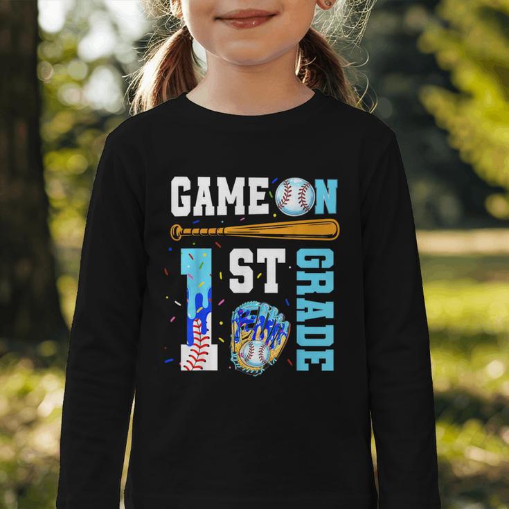 1st Grade Back To School Baseball Drip Ice Cream Game On Graphic Toddler Long Sleeve Tee 1st Grade Back To School Baseball Drip Ice Cream Game On Graphic Toddler Long Sleeve Tee