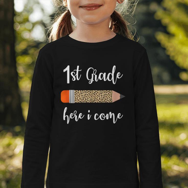1st Grade Here I Come Leopard Pencil Back To School Student Graphic Toddler Long Sleeve Tee 1st Grade Here I Come Leopard Pencil Back To School Student Graphic Toddler Long Sleeve Tee