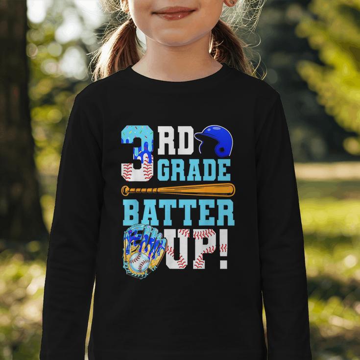 3rd Grade Back To School Baseball Drip Ice Cream Batter Up Graphic Toddler Long Sleeve Tee