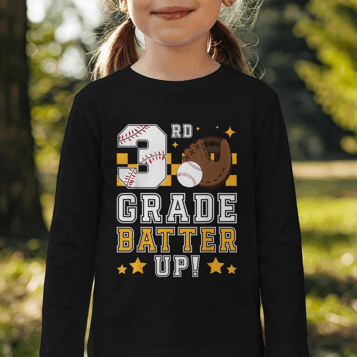3rd Grade Batter Up Baseball First Day Back To School Graphic Toddler Long Sleeve Tee 3rd Grade Batter Up Baseball First Day Back To School Graphic Toddler Long Sleeve Tee