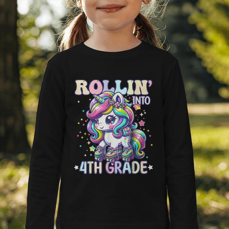 4th Grade Back To School First Day Girls Rollin Unicorn Graphic Toddler Long Sleeve Tee 4th Grade Back To School First Day Girls Rollin Unicorn Graphic Toddler Long Sleeve Tee