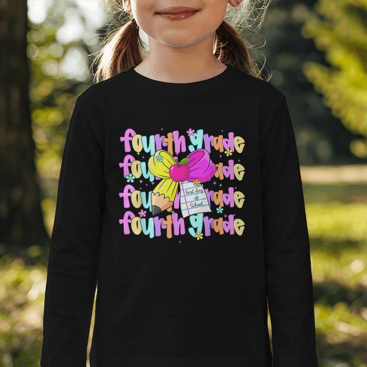 4th Grade For Girls Back To School First Day Fourth Grade Graphic Toddler Long Sleeve Tee