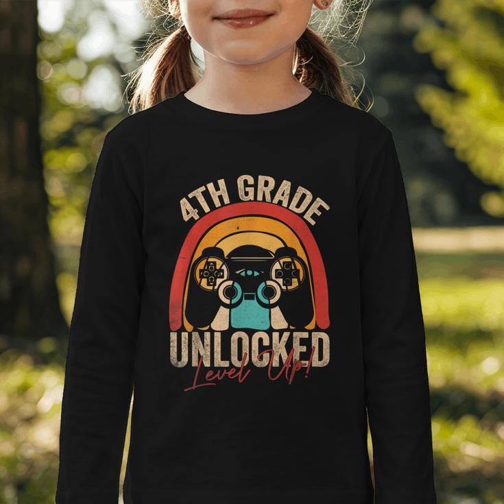 4th Grade Unlocked Level Up Gamer Back To School Fourth Graphic Toddler Long Sleeve Tee