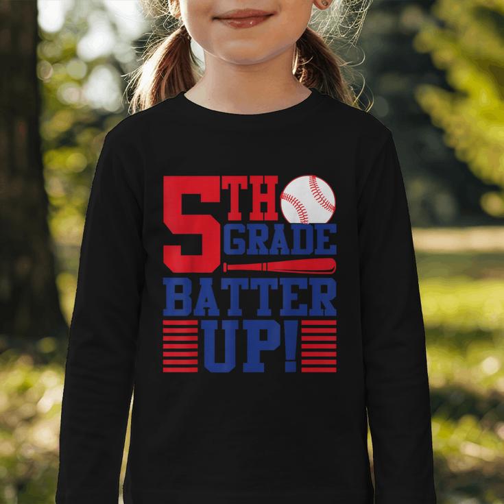 5th Grade Batter Up Back To School Fifth Grade Baseball Boys Graphic Toddler Long Sleeve Tee
