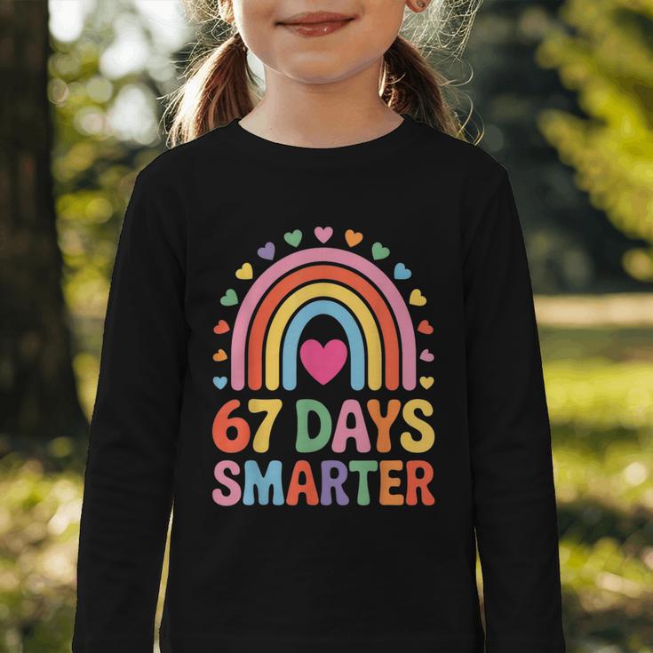 67 Days Smarter Rainbow For Back To School Kids Graphic Toddler Long Sleeve Tee