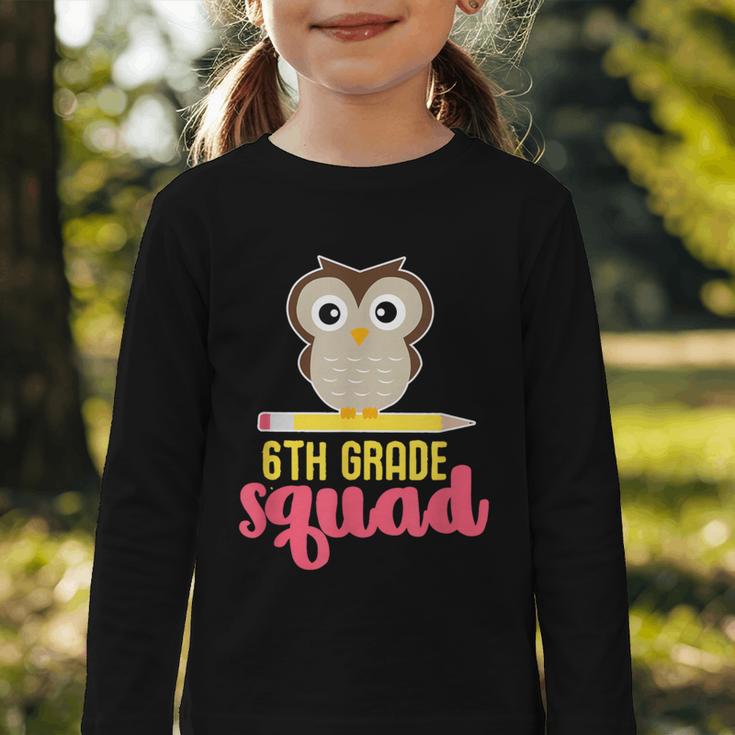 6th Grade Squad Back To School Owl & Pencil Graphic Toddler Long Sleeve Tee 6th Grade Squad Back To School Owl & Pencil Graphic Toddler Long Sleeve Tee