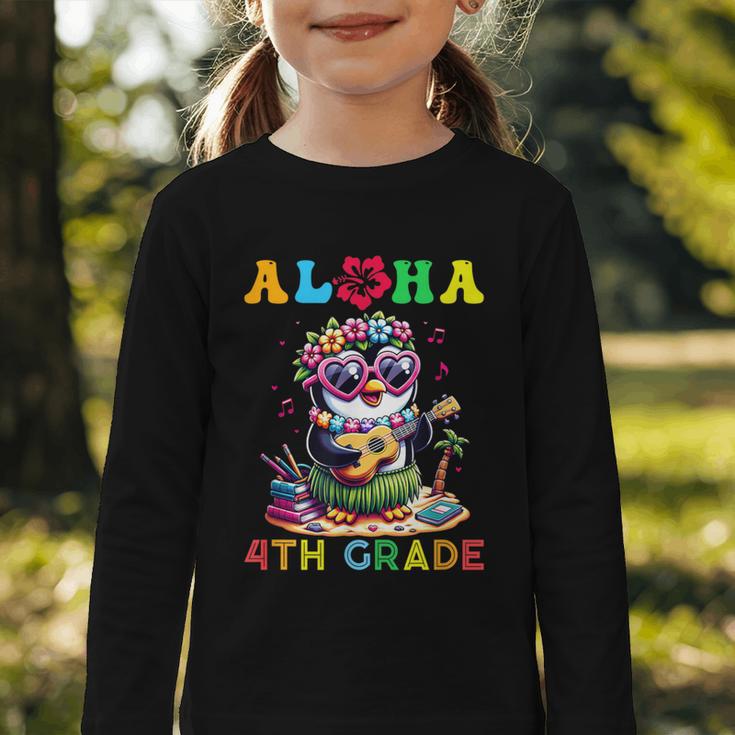 Aloha Fourth Grade Penguin Hawaii Back To School Kids Girl Graphic Toddler Long Sleeve Tee Aloha Fourth Grade Penguin Hawaii Back To School Kids Girl Graphic Toddler Long Sleeve Tee
