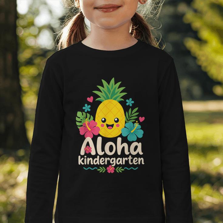 Aloha Kindergarten Pineapple Back To School Graphic Toddler Long Sleeve Tee Aloha Kindergarten Pineapple Back To School Graphic Toddler Long Sleeve Tee