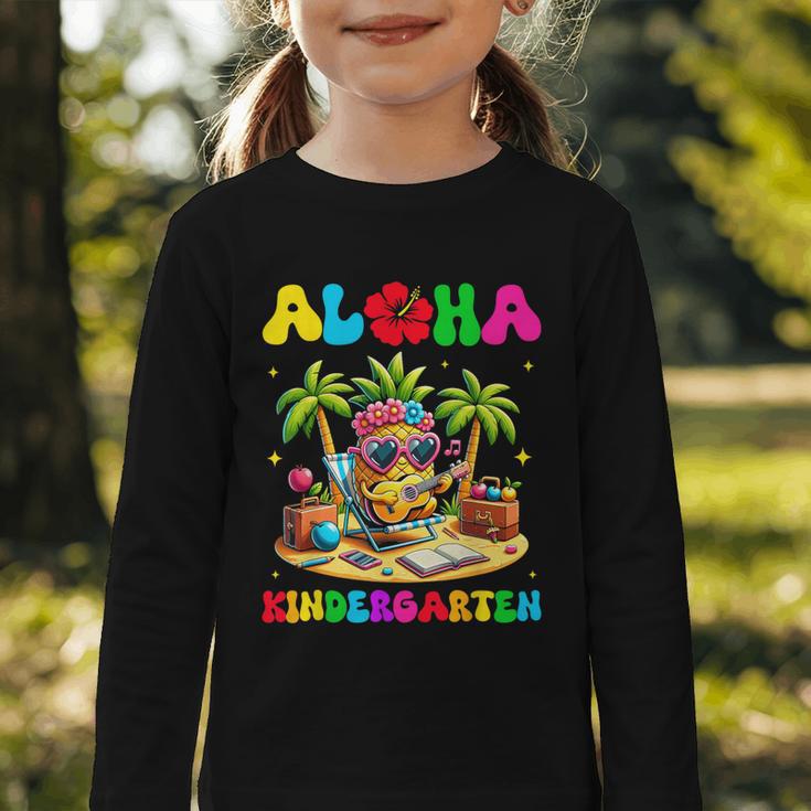 Aloha Kindergarten Pineapple Hawaii Back To School Kids Girl Graphic Toddler Long Sleeve Tee Aloha Kindergarten Pineapple Hawaii Back To School Kids Girl Graphic Toddler Long Sleeve Tee