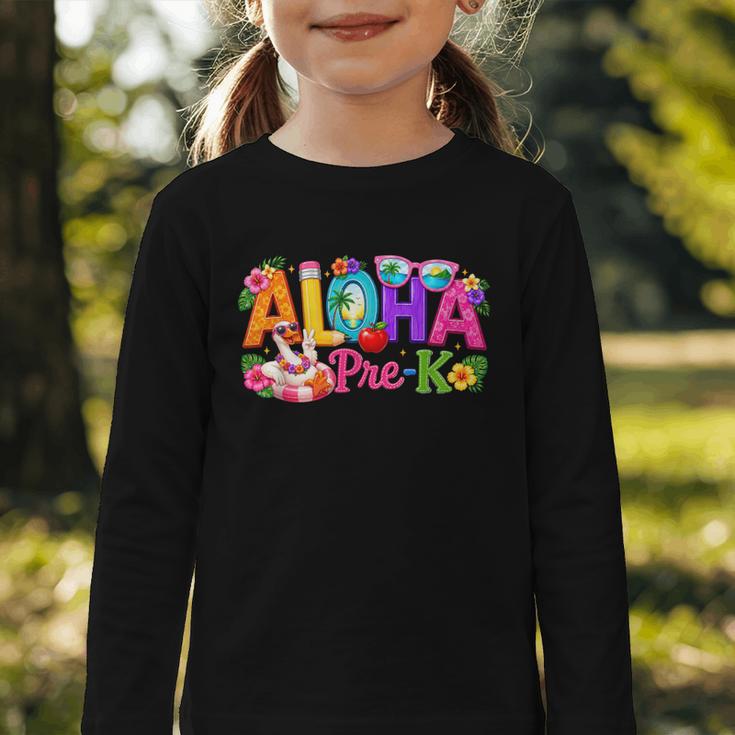Aloha Pre-K Tropical Floral Beach Silly Goose Back To School Graphic Toddler Long Sleeve Tee Aloha Pre-K Tropical Floral Beach Silly Goose Back To School Graphic Toddler Long Sleeve Tee