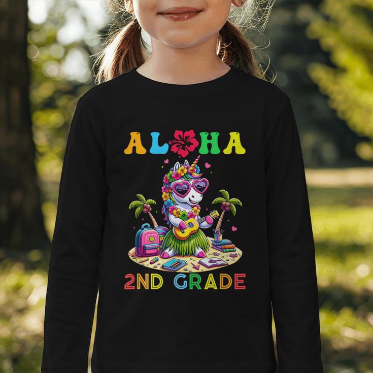 Aloha Second Grade Unicorn Hawaii Back To School Kids Girl Graphic Toddler Long Sleeve Tee Aloha Second Grade Unicorn Hawaii Back To School Kids Girl Graphic Toddler Long Sleeve Tee