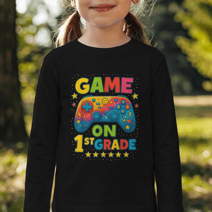 Back To School 1st Grade Boys Gamer First Day School Level Graphic Toddler Long Sleeve Tee Back To School 1st Grade Boys Gamer First Day School Level Graphic Toddler Long Sleeve Tee