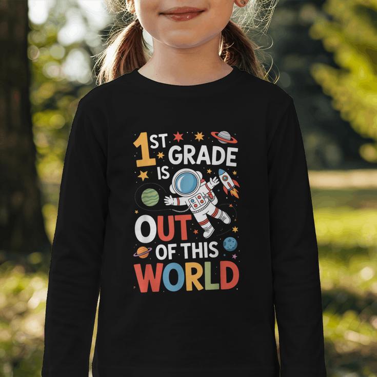 Back To School 1st Grade Is Out Of This World Graphic Toddler Long Sleeve Tee
