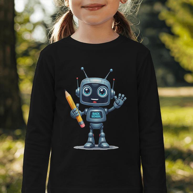 Back To School 2025 Robot Pencil For Kids Graphic Toddler Long Sleeve Tee Back To School 2025 Robot Pencil For Kids Graphic Toddler Long Sleeve Tee