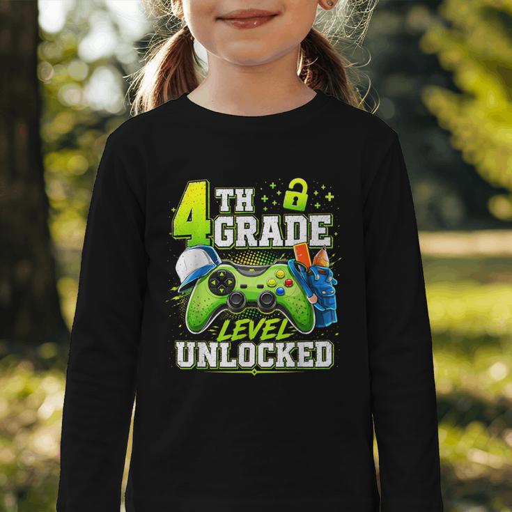 Back To School 4th Fourth Grade Level Unlocked Gamer Kid Graphic Toddler Long Sleeve Tee Back To School 4th Fourth Grade Level Unlocked Gamer Kid Graphic Toddler Long Sleeve Tee