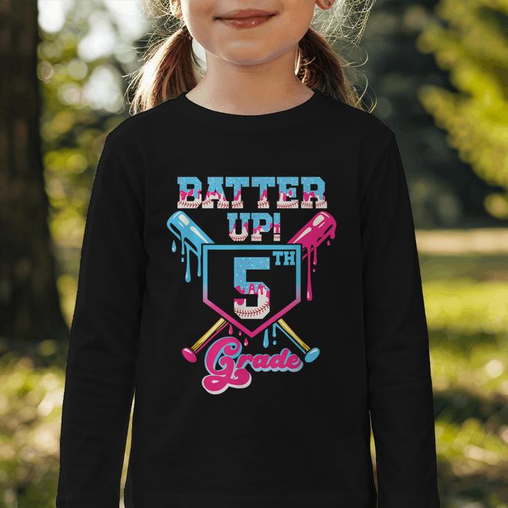 Back To School 5th Grade Batter Up Baseball First Day Boys Graphic Toddler Long Sleeve Tee