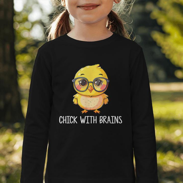 Back To School Chick With Brains Smart Intelligent Girls Graphic Toddler Long Sleeve Tee Back To School Chick With Brains Smart Intelligent Girls Graphic Toddler Long Sleeve Tee