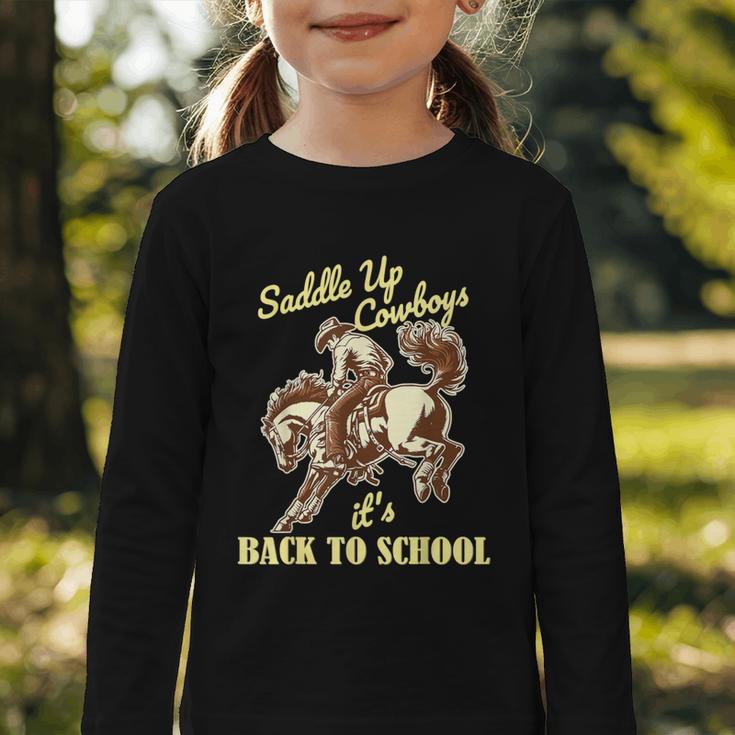 Back To School Cowboy Rodeo Country Western Saddle Up Boys Graphic Toddler Long Sleeve Tee