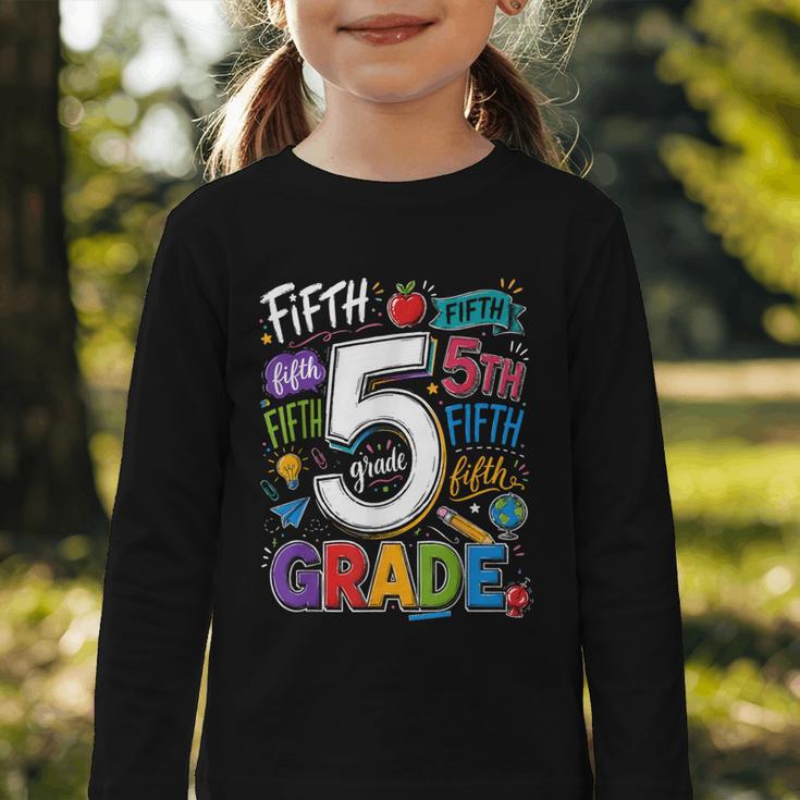 Back To School Fifth 5th Grade Classroom Typography Graphic Toddler Long Sleeve Tee