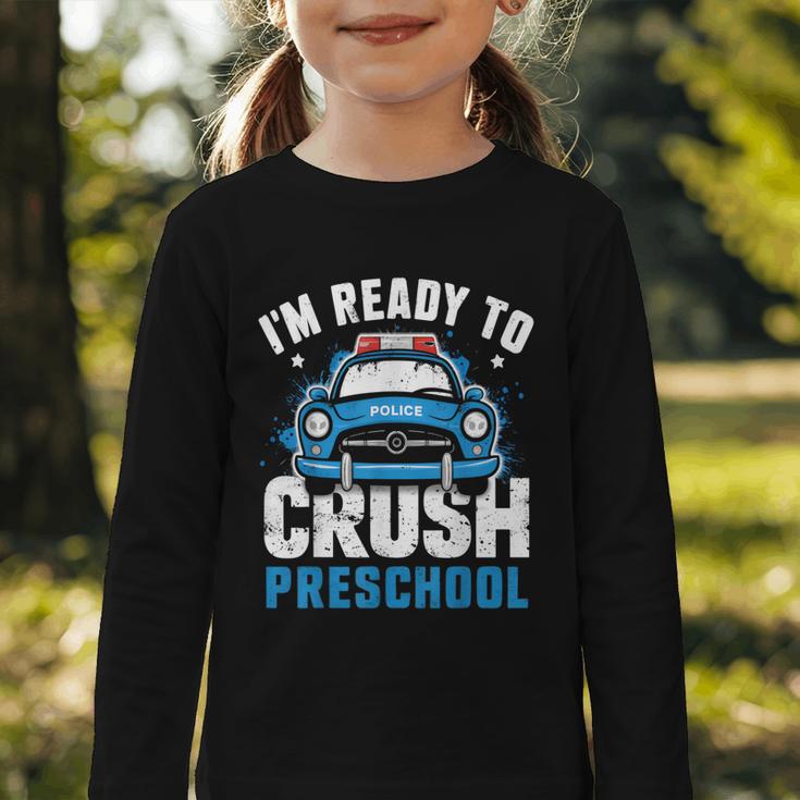 Back To School First Day Of Preschool Police Car Boys Graphic Toddler Long Sleeve Tee