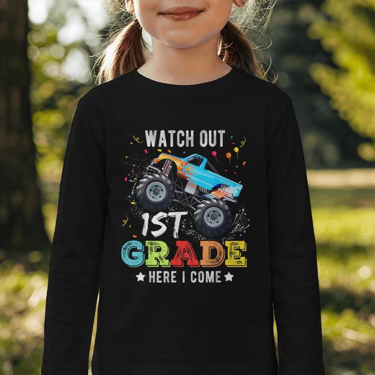 Back To School First Grade Here I Come For Boy Kids Truck Graphic Toddler Long Sleeve Tee Back To School First Grade Here I Come For Boy Kids Truck Graphic Toddler Long Sleeve Tee
