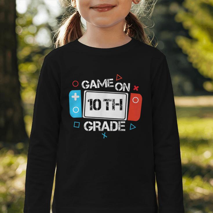 Back To School Game On 10th Grade Gamer Kids Boys Girl Graphic Toddler Long Sleeve Tee Back To School Game On 10th Grade Gamer Kids Boys Girl Graphic Toddler Long Sleeve Tee