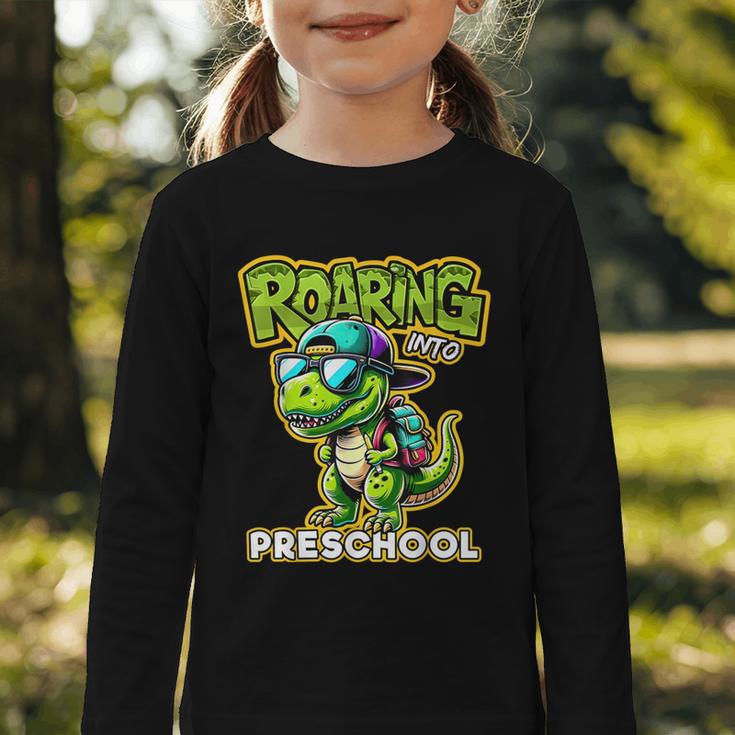 Back To School Preschool Dinosaur First Day Of School Boy Graphic Toddler Long Sleeve Tee