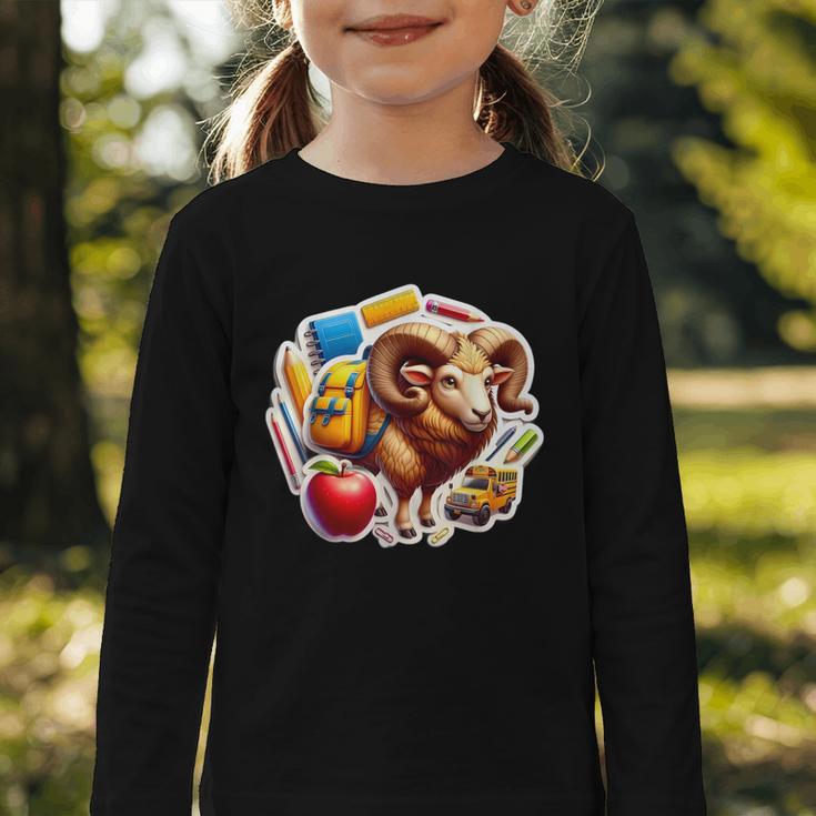 Back To School Ram Boys Girls Student Kids Lover Farmer Cute Graphic Toddler Long Sleeve Tee Back To School Ram Boys Girls Student Kids Lover Farmer Cute Graphic Toddler Long Sleeve Tee