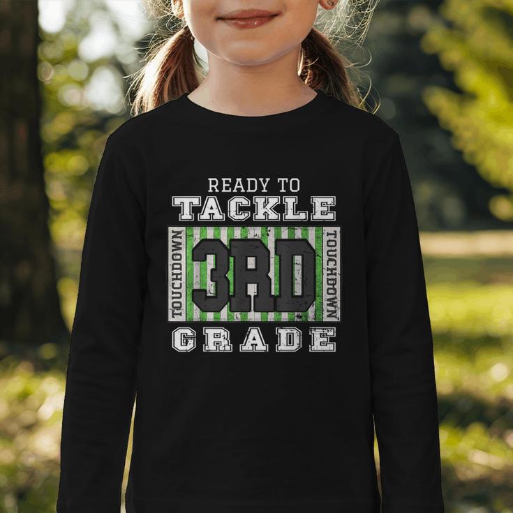 Back To School Ready To Tackle 3rd Grade Football Graphic Toddler Long Sleeve Tee Back To School Ready To Tackle 3rd Grade Football Graphic Toddler Long Sleeve Tee