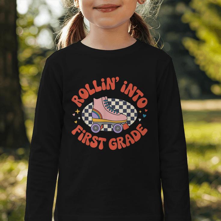 Back To School Rollin Into First Grade Girls Graphic Toddler Long Sleeve Tee Back To School Rollin Into First Grade Girls Graphic Toddler Long Sleeve Tee