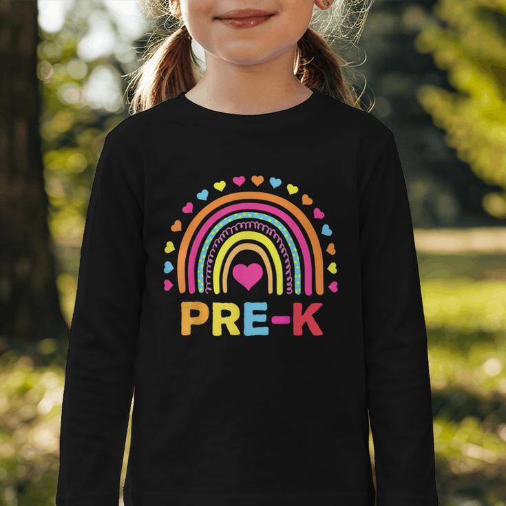 Back To School Shirt Rainbow Happy First Day Of Pre-K Graphic Toddler Long Sleeve Tee Back To School Shirt Rainbow Happy First Day Of Pre-K Graphic Toddler Long Sleeve Tee