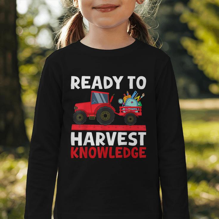 Back To School Tractor Farmer Boys First Day Of School Kids Graphic Toddler Long Sleeve Tee