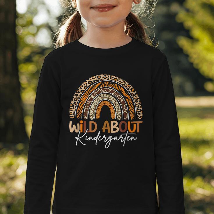 Back To School Wild About Kindergarten Leopard Rainbow Graphic Toddler Long Sleeve Tee Back To School Wild About Kindergarten Leopard Rainbow Graphic Toddler Long Sleeve Tee