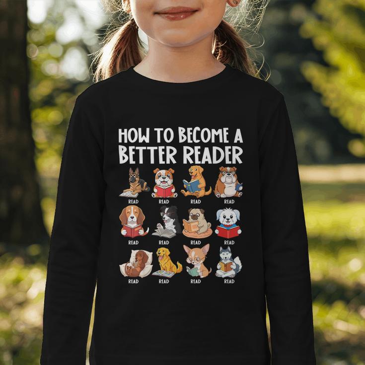 How To Become a Better Reader Dog Back To School Graphic Toddler Long Sleeve Tee How To Become a Better Reader Dog Back To School Graphic Toddler Long Sleeve Tee