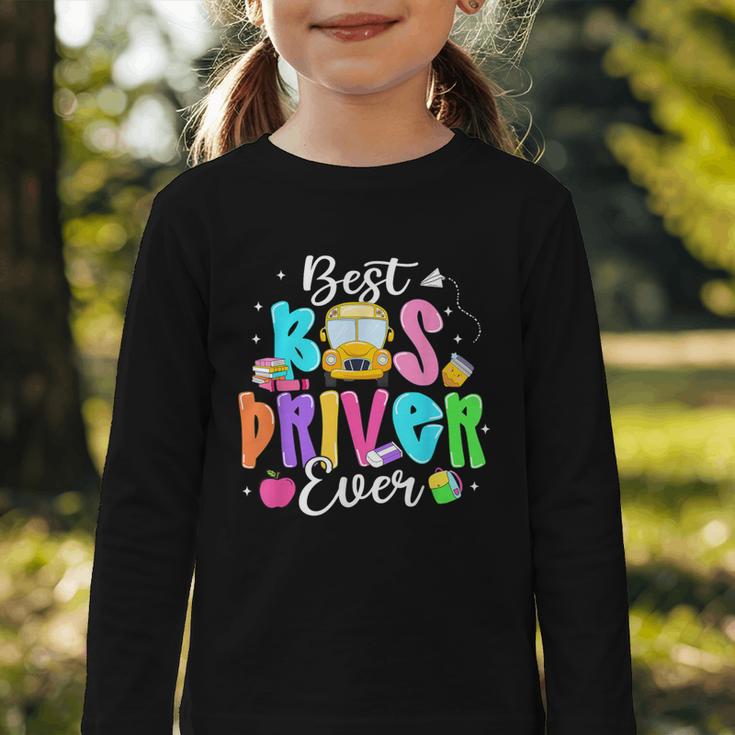 Best Bus Driver Ever Back To School Graphic Toddler Long Sleeve Tee Best Bus Driver Ever Back To School Graphic Toddler Long Sleeve Tee
