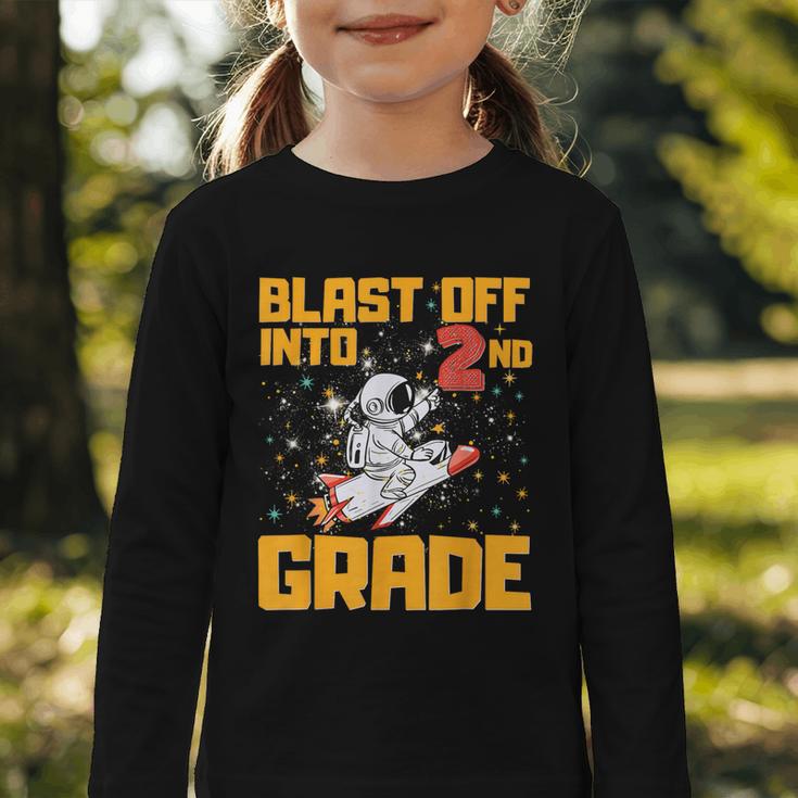 Blast Off Into Second Grade Back To School 2nd Graders Graphic Toddler Long Sleeve Tee Blast Off Into Second Grade Back To School 2nd Graders Graphic Toddler Long Sleeve Tee