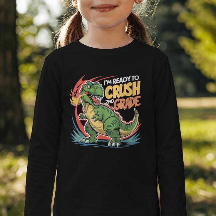 Boy Kid Ready To Crush 2nd Grade Dinosaur Back To School Graphic Toddler Long Sleeve Tee Boy Kid Ready To Crush 2nd Grade Dinosaur Back To School Graphic Toddler Long Sleeve Tee