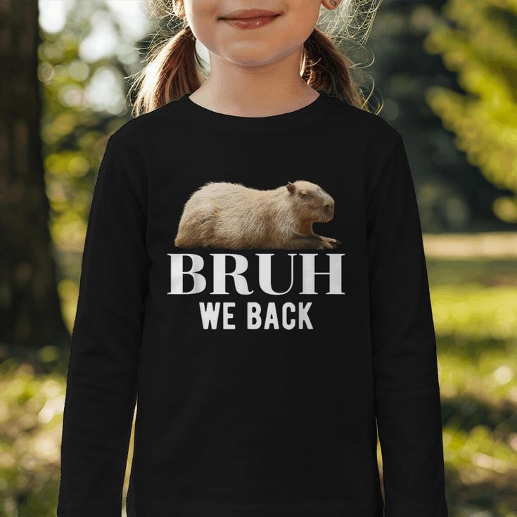 Bruh We Back To School Capybara First Day Of School Graphic Toddler Long Sleeve Tee
