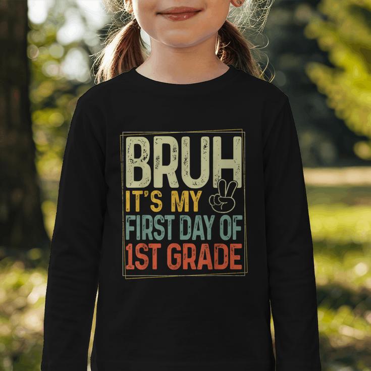 Bruh Its My First Day Of 1st Grade Back To School Boys Kids Graphic Toddler Long Sleeve Tee Bruh Its My First Day Of 1st Grade Back To School Boys Kids Graphic Toddler Long Sleeve Tee