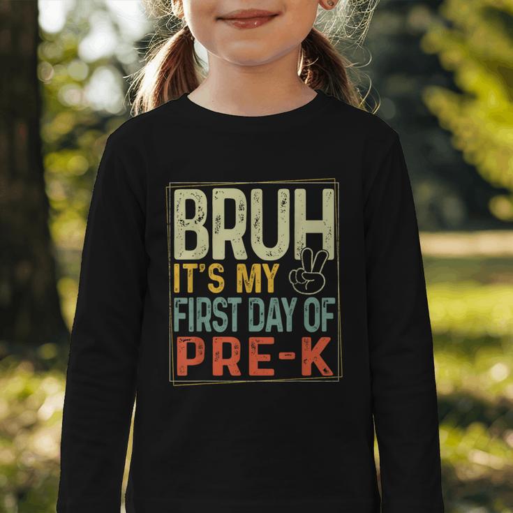 Bruh Its My First Day Of Pre K PreK Back To School Boys Kids Graphic Toddler Long Sleeve Tee Bruh Its My First Day Of Pre K PreK Back To School Boys Kids Graphic Toddler Long Sleeve Tee
